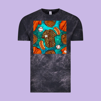 Baseball Leopard Uniform And Hotdog With Gemstone Seamless Pattern Vintage Tee Designed By Bundleandbundleshop