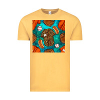 Vintage Mustard baseball leopard uniform and hotdog with gemstone seamless pattern Vintage Tee - BundleAndBundleShop