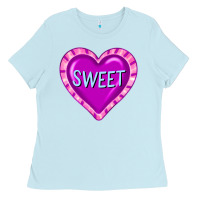 Baby Blue valentine's day hearts Ladies Tee - FaDigitalArtStudio