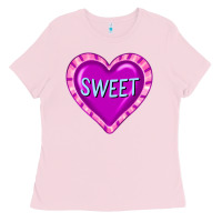 Bubblegum Pink valentine's day hearts Ladies Tee - FaDigitalArtStudio