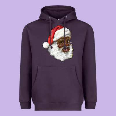 African American Santa Heavyweight Hoodie Designed By Ranaportraitstore