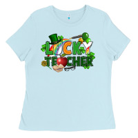 Baby Blue lucky teacher St. Patricks Day Ladies Tee - FaDigitalArtStudio