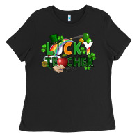 Black lucky teacher St. Patricks Day Ladies Tee - FaDigitalArtStudio
