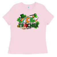 Bubblegum Pink lucky teacher St. Patricks Day Ladies Tee - FaDigitalArtStudio