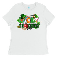 White lucky teacher St. Patricks Day Ladies Tee - FaDigitalArtStudio