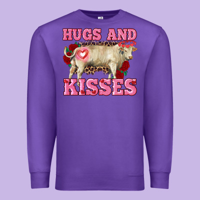 Hugs And Kisses Charolais Bull Premium Sweatshirt Designed By Ranaportraitstore