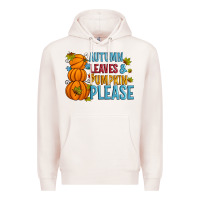 Pale Pink Autumn leaves and pumpkin please Premium Hoodie - Artiststas