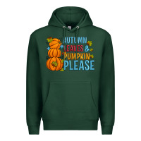 Sports Green Autumn leaves and pumpkin please Premium Hoodie - Artiststas