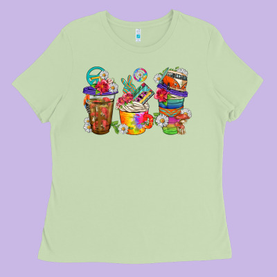 Hippie Coffee Cups Bbs Ladies Tee Designed By Bundleandbundleshop