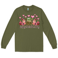 Army Green happy valentines day yoda Long Sleeve Tee - CowhideDigitalArt