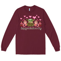 Burgundy happy valentines day yoda Long Sleeve Tee - CowhideDigitalArt