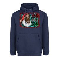 Navy african american santa ho ho ho Heavyweight Hoodie - RanaPortraitStore