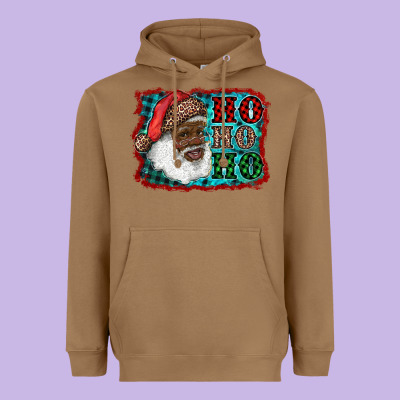 African American Santa Ho Ho Ho Heavyweight Hoodie Designed By Ranaportraitstore