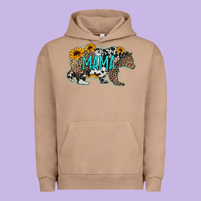 Mama Bear Sunflowers Leopard Cowhide Mother's Day Urban Hoodie Designed By Jasminsmagicworld