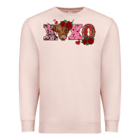 Pale Pink xoxo highland cow Premium Sweatshirt - RanaPortraitStore