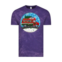 Cloud Purple santa claus with retro van  christmas ornament Vintage Tee - BundleAndBundleShop