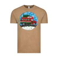 Vintage Coffee santa claus with retro van  christmas ornament Vintage Tee - BundleAndBundleShop