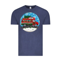 Vintage Denim santa claus with retro van  christmas ornament Vintage Tee - BundleAndBundleShop