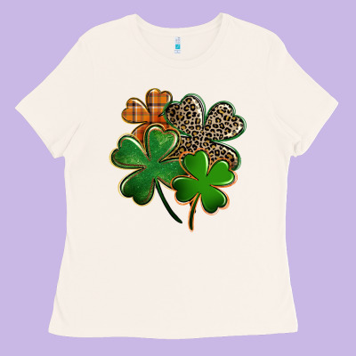 Leopard Shamrock St. Patricks Day Ladies Tee Designed By Fadigitalartstudio