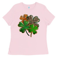 Bubblegum Pink Leopard shamrock St. Patricks Day Ladies Tee - FaDigitalArtStudio