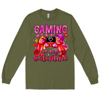 Army Green Gaming is My Valentine Long Sleeve Tee - CowhideDigitalArt