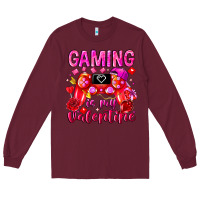 Burgundy Gaming is My Valentine Long Sleeve Tee - CowhideDigitalArt