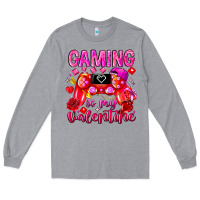 Heather Grey Gaming is My Valentine Long Sleeve Tee - CowhideDigitalArt