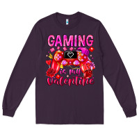 Plum Gaming is My Valentine Long Sleeve Tee - CowhideDigitalArt