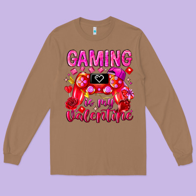 Gaming Is My Valentine Long Sleeve Tee Designed By Cowhidedigitalart