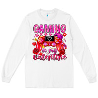 White Gaming is My Valentine Long Sleeve Tee - CowhideDigitalArt