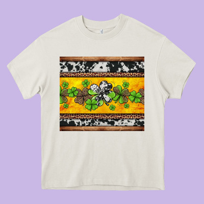 St Patricks Day Western Shamrock Heavy Core Tee Designed By Jasminsmagicworld