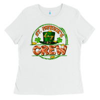 White St. Patrick's Day crew Ladies Tee - FaDigitalArtStudio