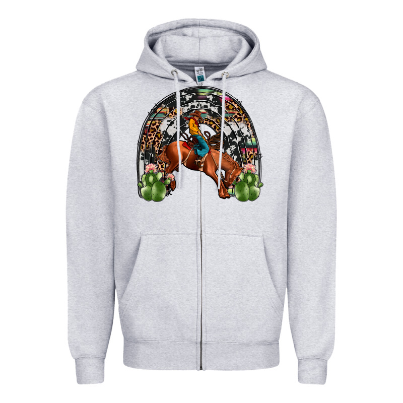 Rodeo Cowboy Rainbow Zipper Hoodie by JahusDesignShop | Teevron