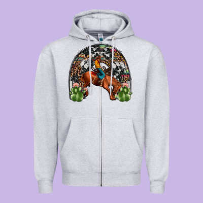Rodeo Cowboy Rainbow Zipper Hoodie Designed By Jahusdesignshop