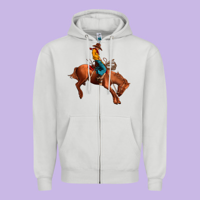 Cowboy Rodeo Zipper Hoodie Designed By Jahusdesignshop