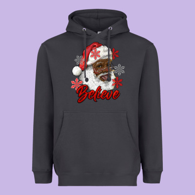 African American Santa Believe Heavyweight Hoodie Designed By Ranaportraitstore