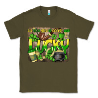 Army Green All you need is coffee and lucky St. Patrick's Classic Tee - HowdyJamesFarm