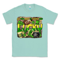 Seafoam All you need is coffee and lucky St. Patrick's Classic Tee - HowdyJamesFarm