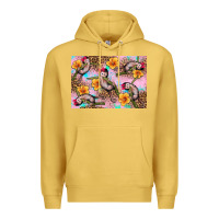 Antique Gold Baby monkey flowers Premium Hoodie - Artiststas