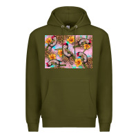Army Green Baby monkey flowers Premium Hoodie - Artiststas