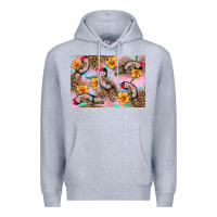 Heather Grey Baby monkey flowers Premium Hoodie - Artiststas