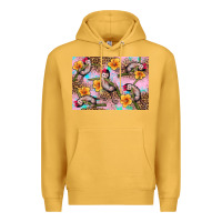 Mustard Baby monkey flowers Premium Hoodie - Artiststas