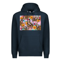 Navy Baby monkey flowers Premium Hoodie - Artiststas