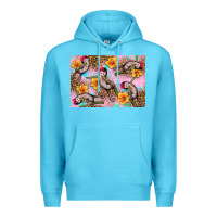 Ocean Blue Baby monkey flowers Premium Hoodie - Artiststas