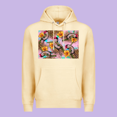 Baby Monkey Flowers Premium Hoodie Designed By Artiststas