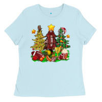 Baby Blue christmas with american football trees bbs Ladies Tee - BundleAndBundleShop