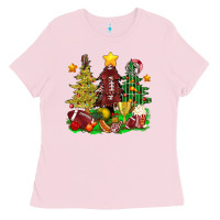 Bubblegum Pink christmas with american football trees bbs Ladies Tee - BundleAndBundleShop