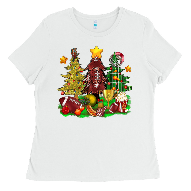 Christmas With American Football Trees Bbs Ladies Tee by BundleAndBundleShop | Teevron