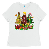 White christmas with american football trees bbs Ladies Tee - BundleAndBundleShop