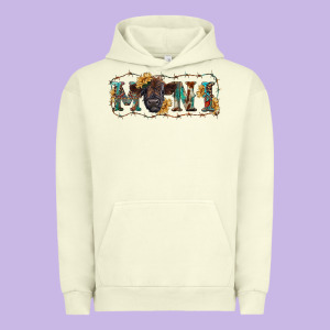 Western Mini Black Highland Calf Urban Hoodie Designed By Ranaportraitstore